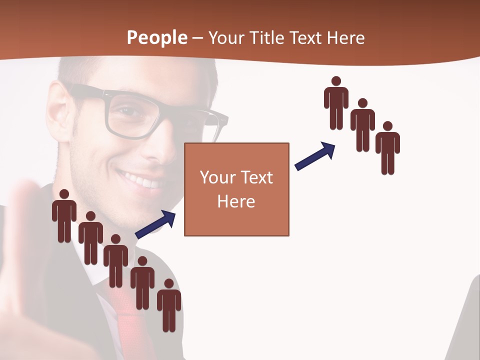 A Man In A Suit And Tie With A Laptop Giving A Thumbs Up PowerPoint Template