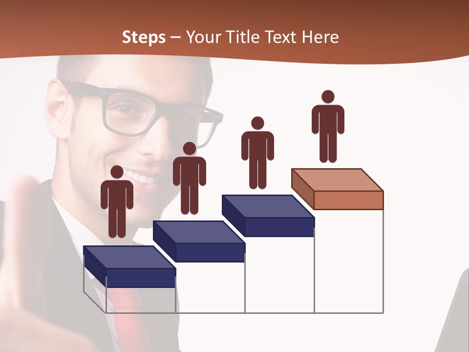 A Man In A Suit And Tie With A Laptop Giving A Thumbs Up PowerPoint Template