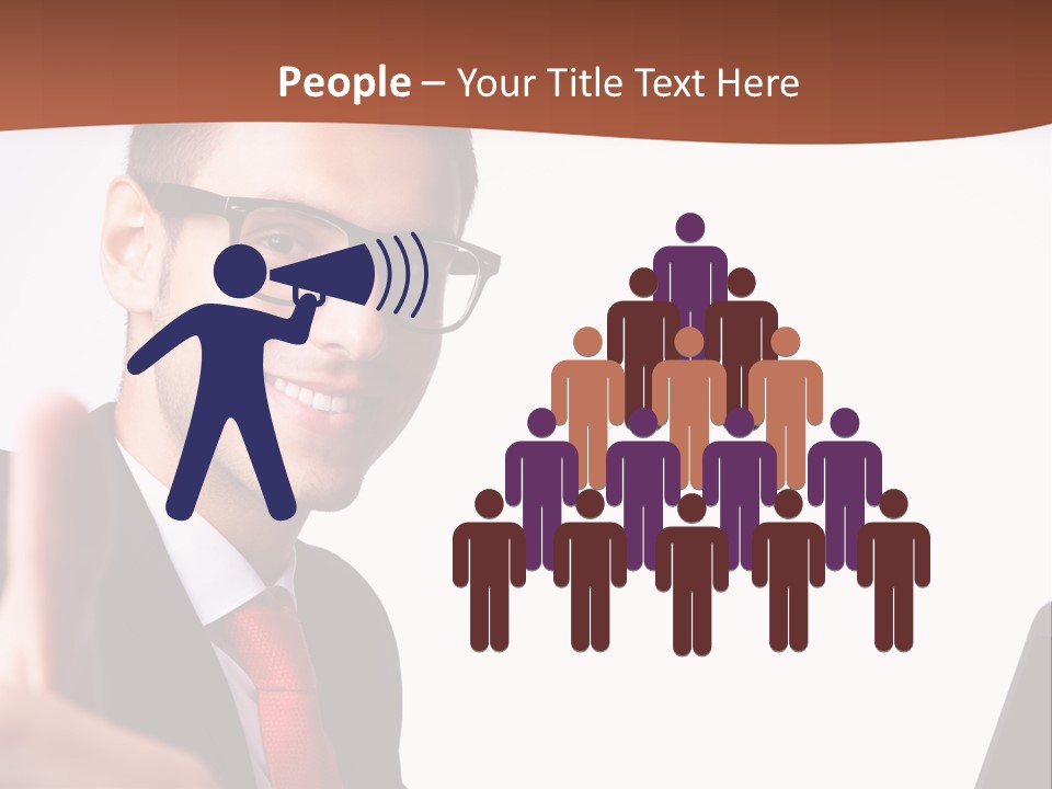 A Man In A Suit And Tie With A Laptop Giving A Thumbs Up PowerPoint Template