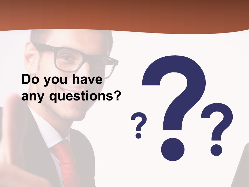 A Man In A Suit And Tie With A Laptop Giving A Thumbs Up PowerPoint Template