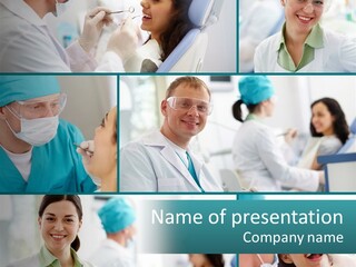 A Collage Of Photos Of A Dentist And A Patient PowerPoint Template