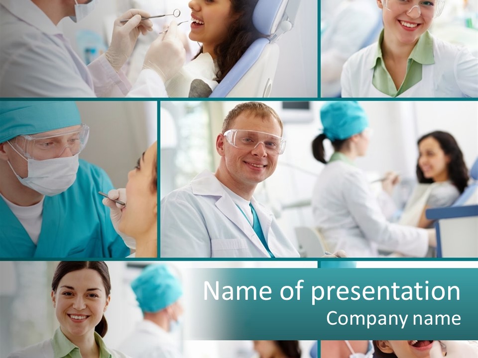 A Collage Of Photos Of A Dentist And A Patient PowerPoint Template