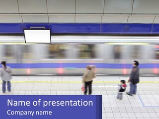 A Group Of People Standing In Front Of A Train PowerPoint Template