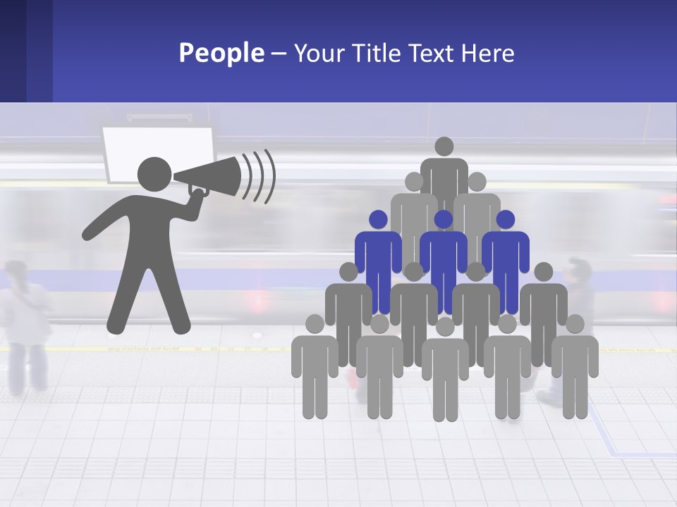 A Group Of People Standing In Front Of A Train PowerPoint Template