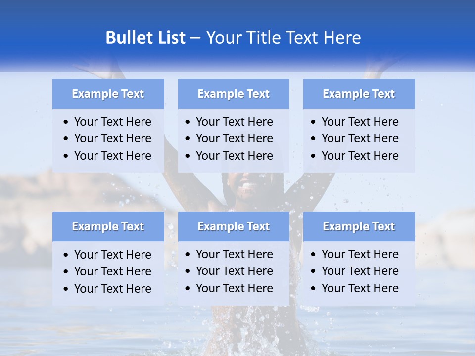 A Woman In The Water With Her Arms Up In The Air PowerPoint Template
