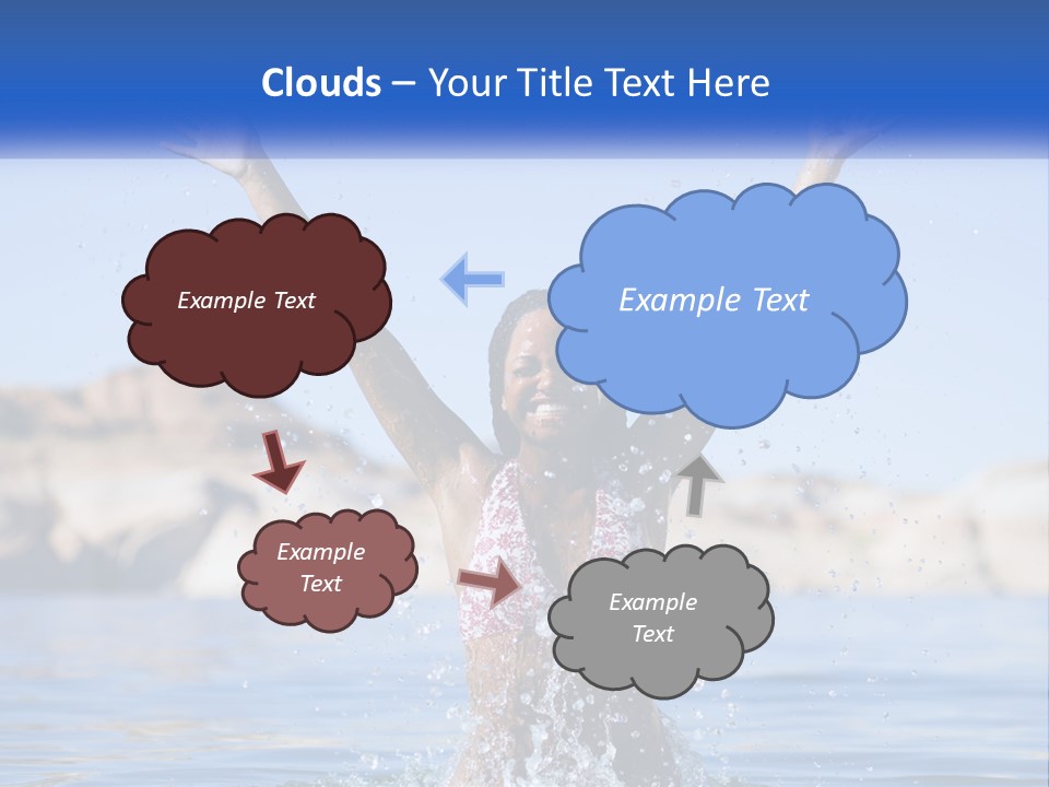 A Woman In The Water With Her Arms Up In The Air PowerPoint Template