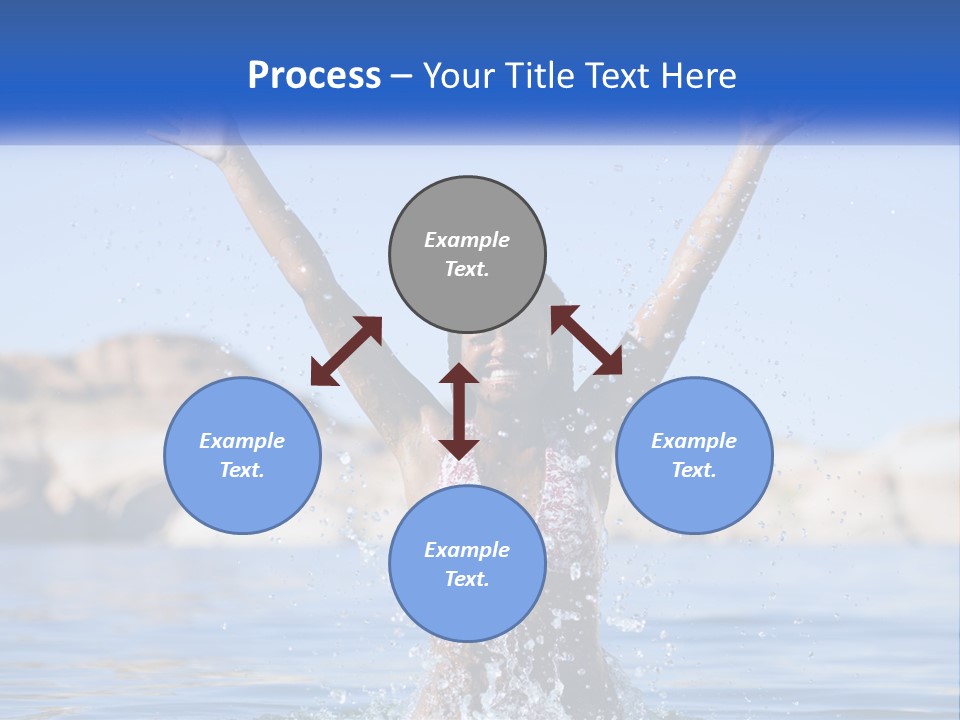 A Woman In The Water With Her Arms Up In The Air PowerPoint Template
