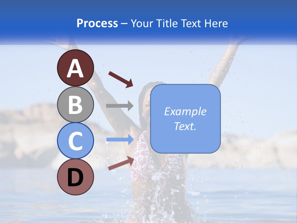 A Woman In The Water With Her Arms Up In The Air PowerPoint Template