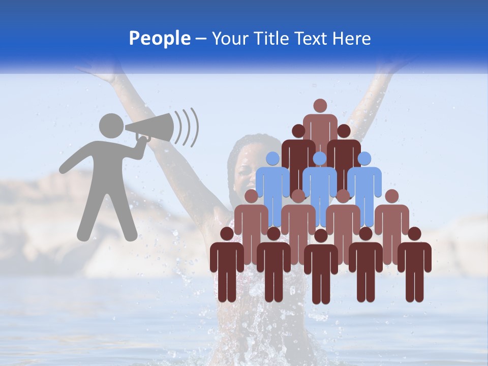 A Woman In The Water With Her Arms Up In The Air PowerPoint Template