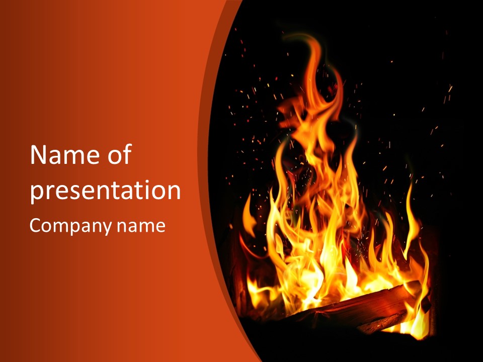A Fire In The Dark With A Red Background PowerPoint Template