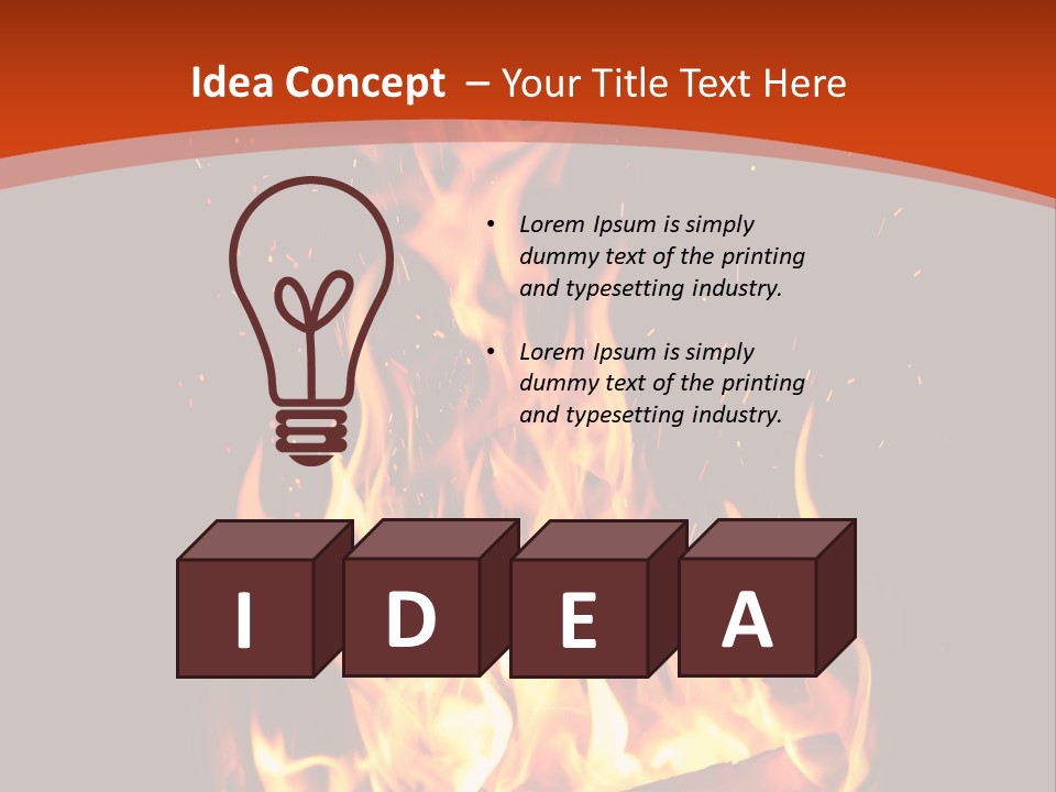 A Fire In The Dark With A Red Background PowerPoint Template