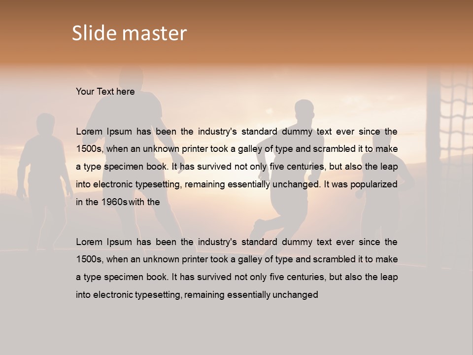 A Group Of People Playing Soccer At Sunset PowerPoint Template