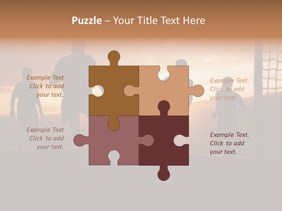 A Group Of People Playing Soccer At Sunset PowerPoint Template