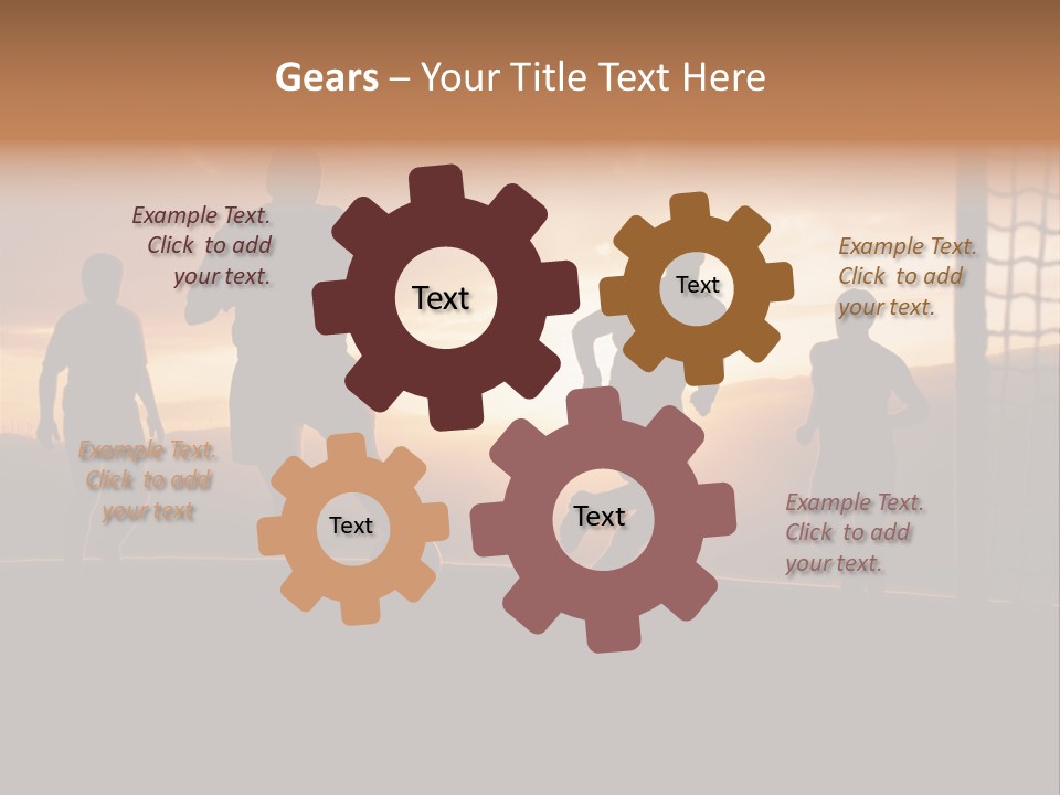 A Group Of People Playing Soccer At Sunset PowerPoint Template