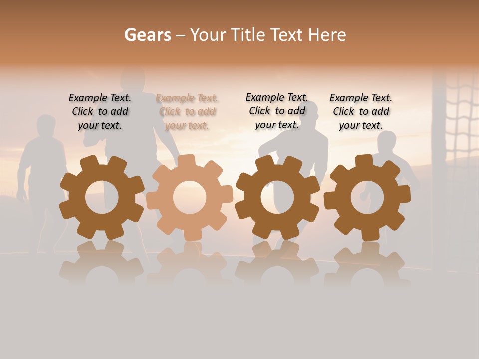 A Group Of People Playing Soccer At Sunset PowerPoint Template