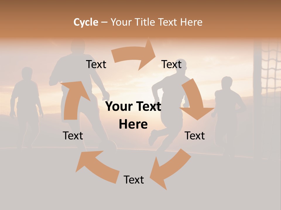 A Group Of People Playing Soccer At Sunset PowerPoint Template