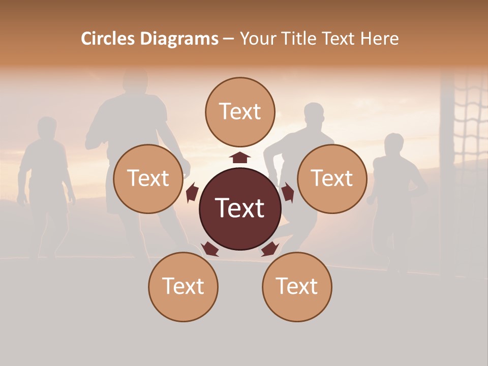 A Group Of People Playing Soccer At Sunset PowerPoint Template