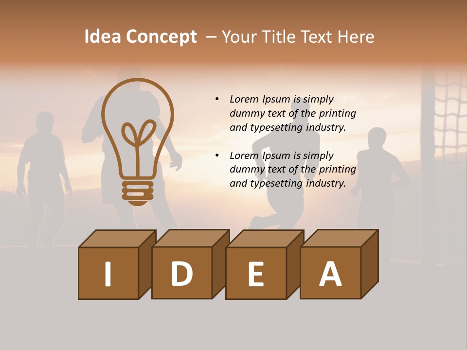 A Group Of People Playing Soccer At Sunset PowerPoint Template