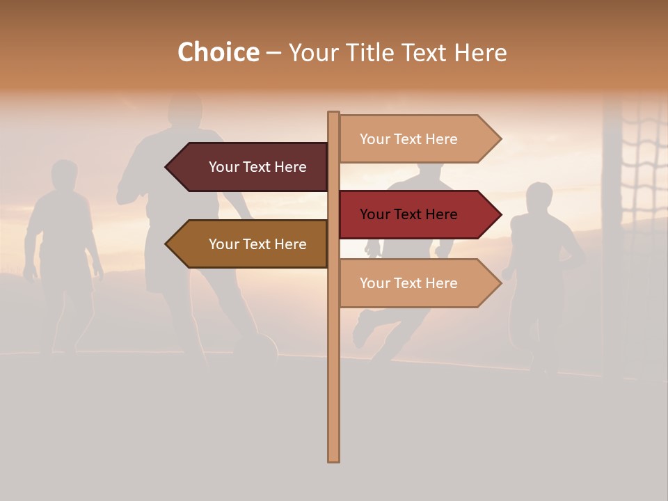 A Group Of People Playing Soccer At Sunset PowerPoint Template