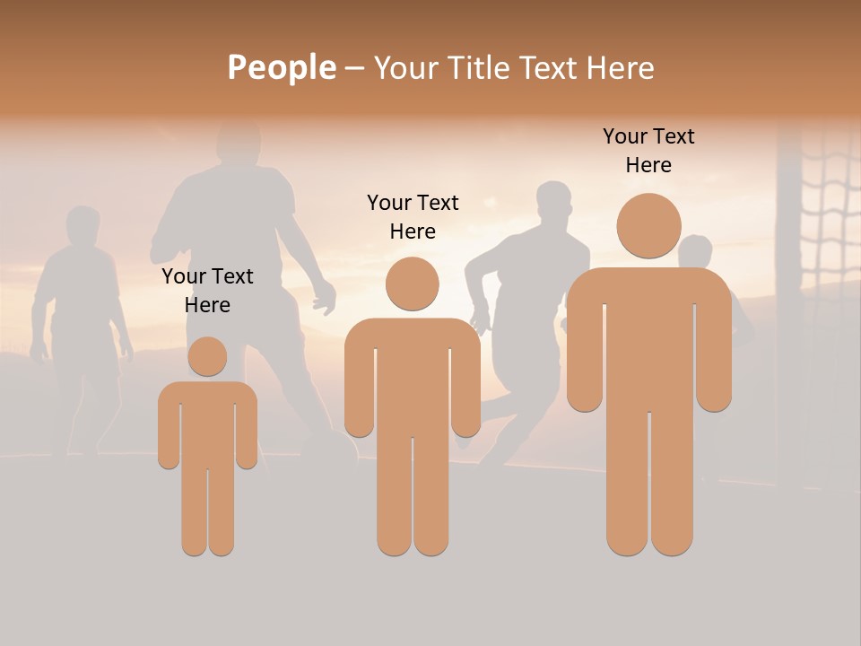 A Group Of People Playing Soccer At Sunset PowerPoint Template