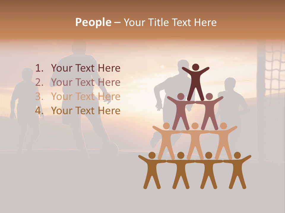 A Group Of People Playing Soccer At Sunset PowerPoint Template