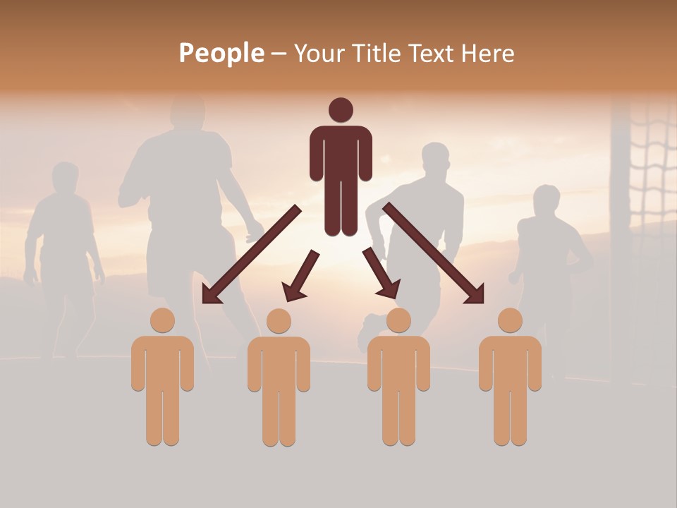A Group Of People Playing Soccer At Sunset PowerPoint Template