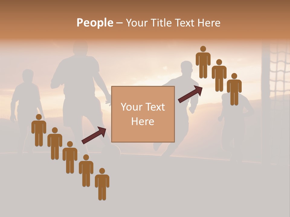 A Group Of People Playing Soccer At Sunset PowerPoint Template
