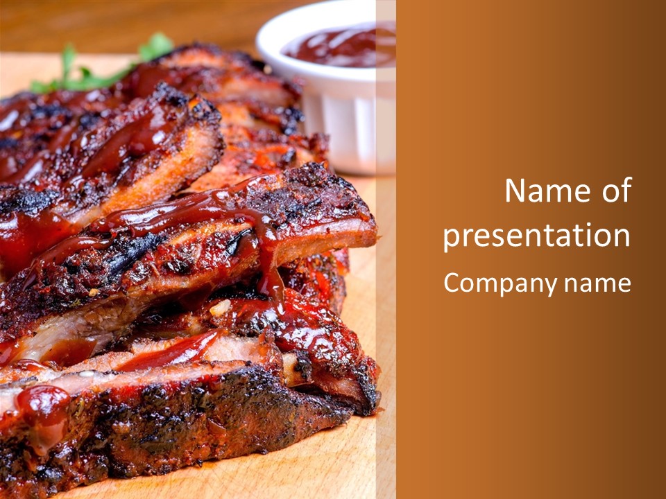 A Large Piece Of Meat With Sauce On Top Of It PowerPoint Template