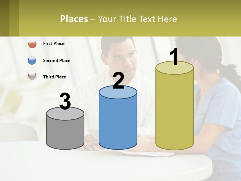 A Man And A Woman Sitting At A Table With A Tablet PowerPoint Template