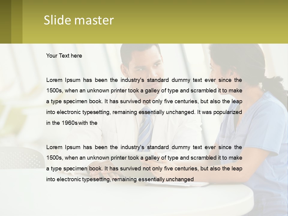 A Man And A Woman Sitting At A Table With A Tablet PowerPoint Template