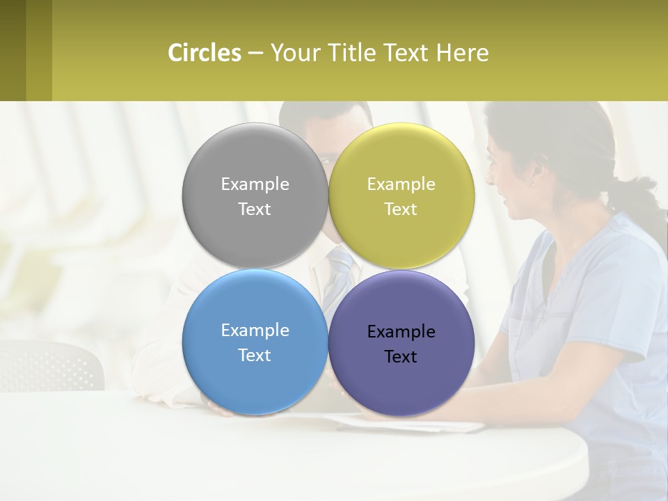 A Man And A Woman Sitting At A Table With A Tablet PowerPoint Template