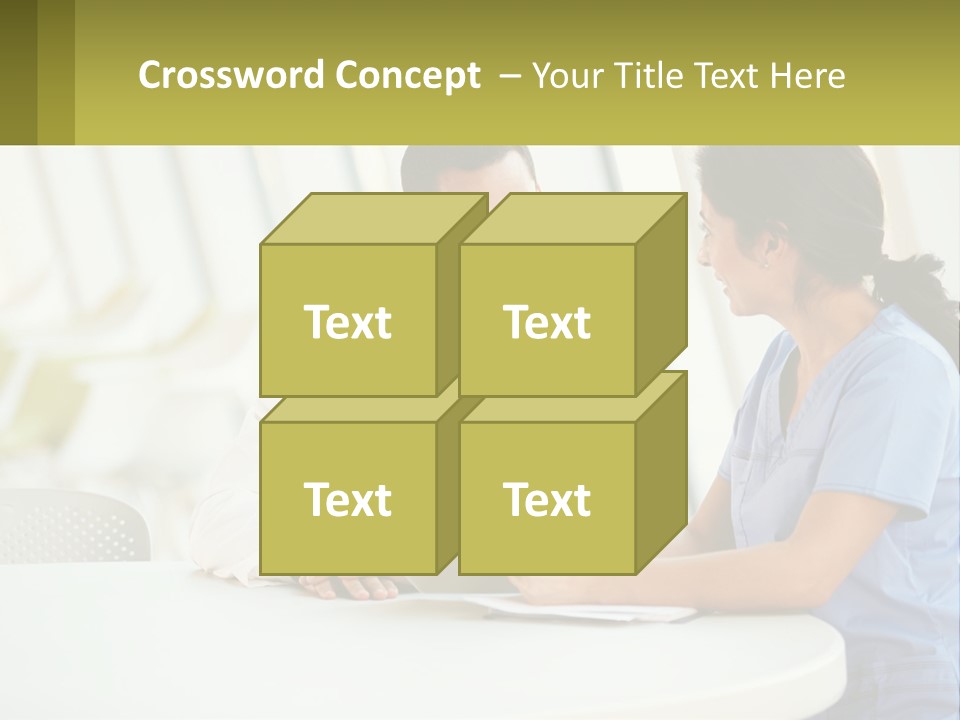 A Man And A Woman Sitting At A Table With A Tablet PowerPoint Template