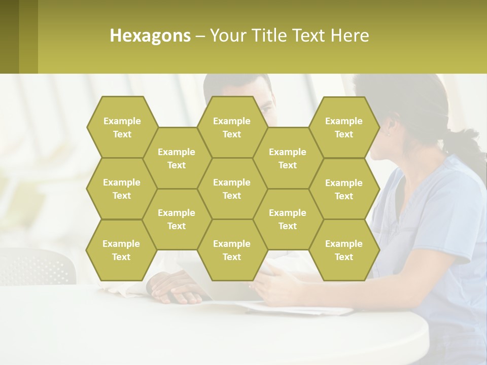 A Man And A Woman Sitting At A Table With A Tablet PowerPoint Template