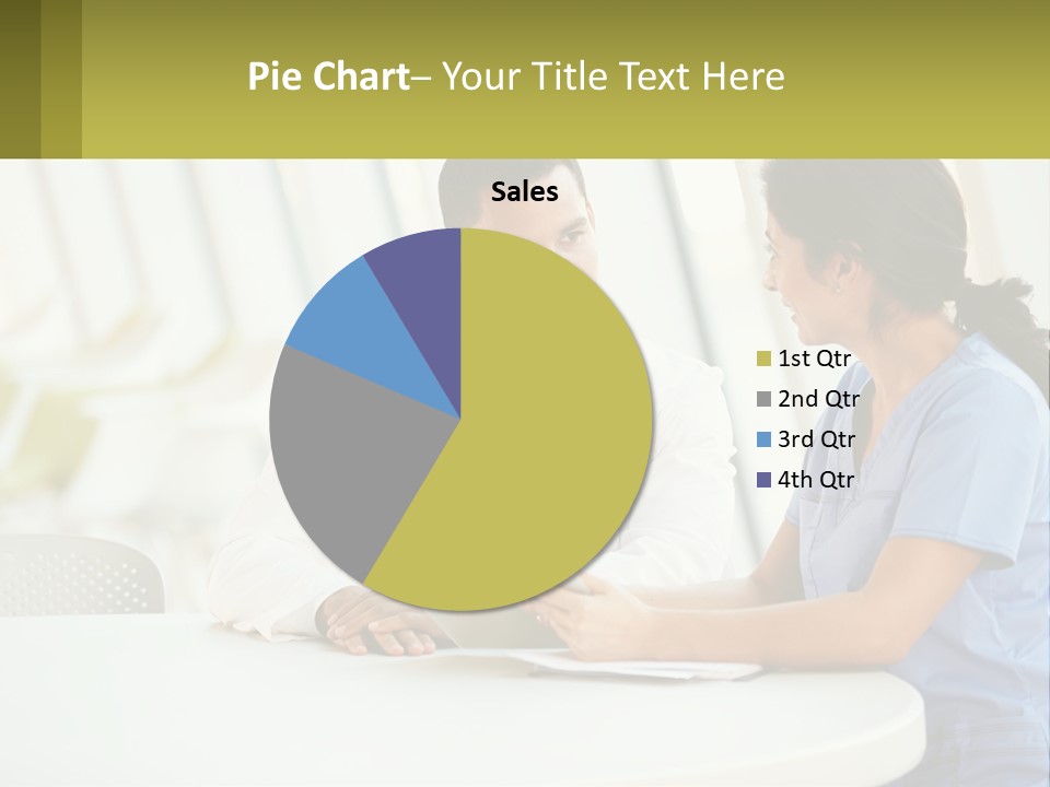 A Man And A Woman Sitting At A Table With A Tablet PowerPoint Template