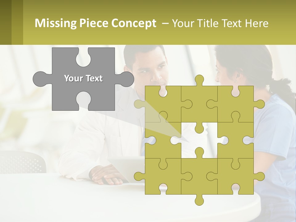 A Man And A Woman Sitting At A Table With A Tablet PowerPoint Template