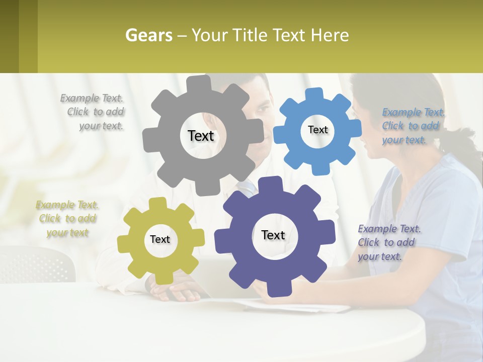 A Man And A Woman Sitting At A Table With A Tablet PowerPoint Template