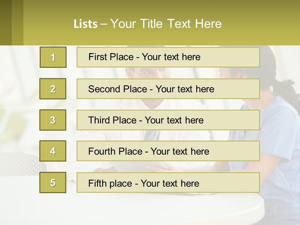 A Man And A Woman Sitting At A Table With A Tablet PowerPoint Template