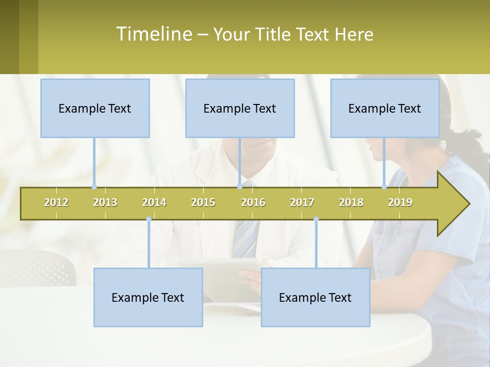 A Man And A Woman Sitting At A Table With A Tablet PowerPoint Template