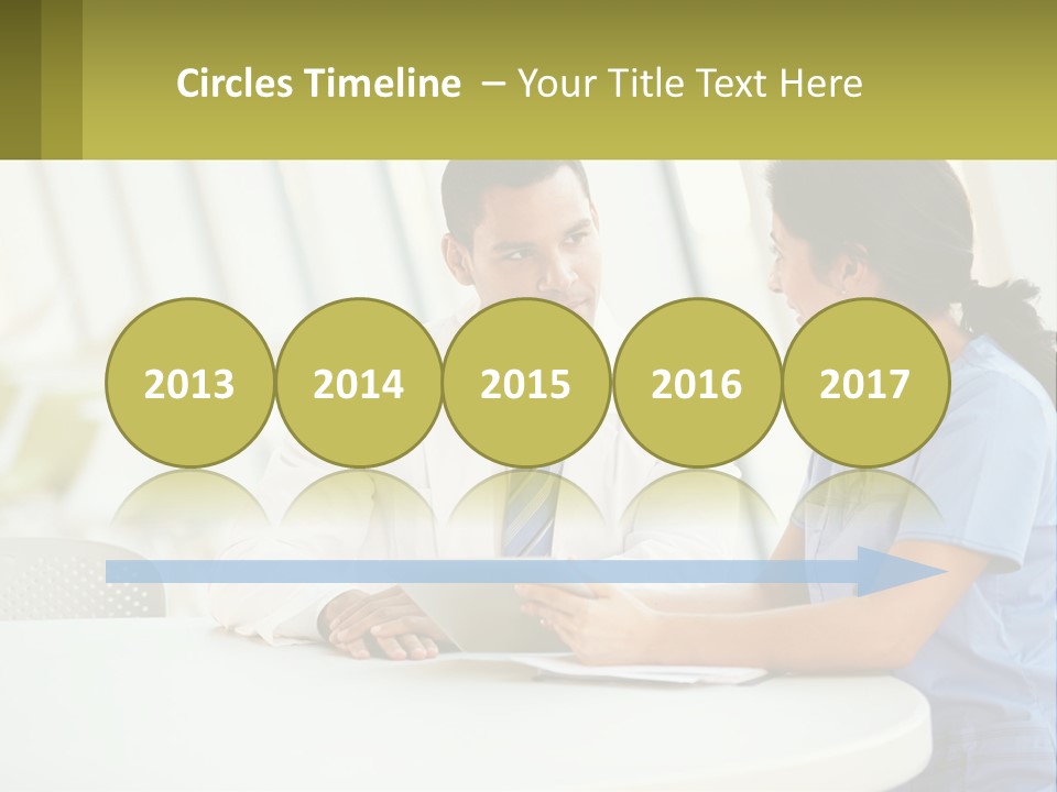 A Man And A Woman Sitting At A Table With A Tablet PowerPoint Template