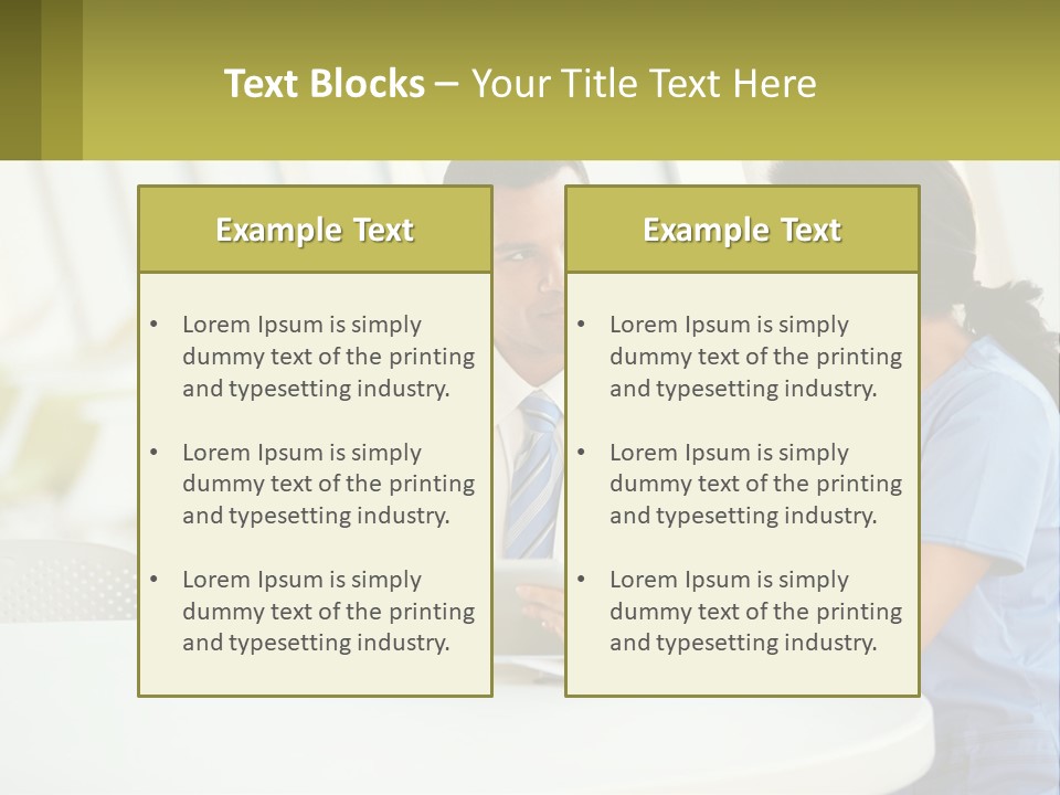 A Man And A Woman Sitting At A Table With A Tablet PowerPoint Template