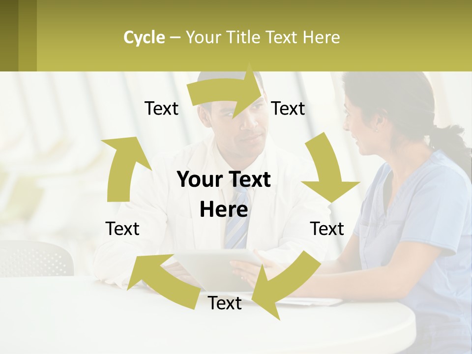 A Man And A Woman Sitting At A Table With A Tablet PowerPoint Template