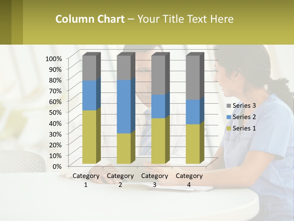A Man And A Woman Sitting At A Table With A Tablet PowerPoint Template