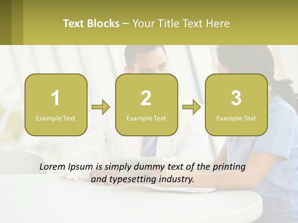 A Man And A Woman Sitting At A Table With A Tablet PowerPoint Template