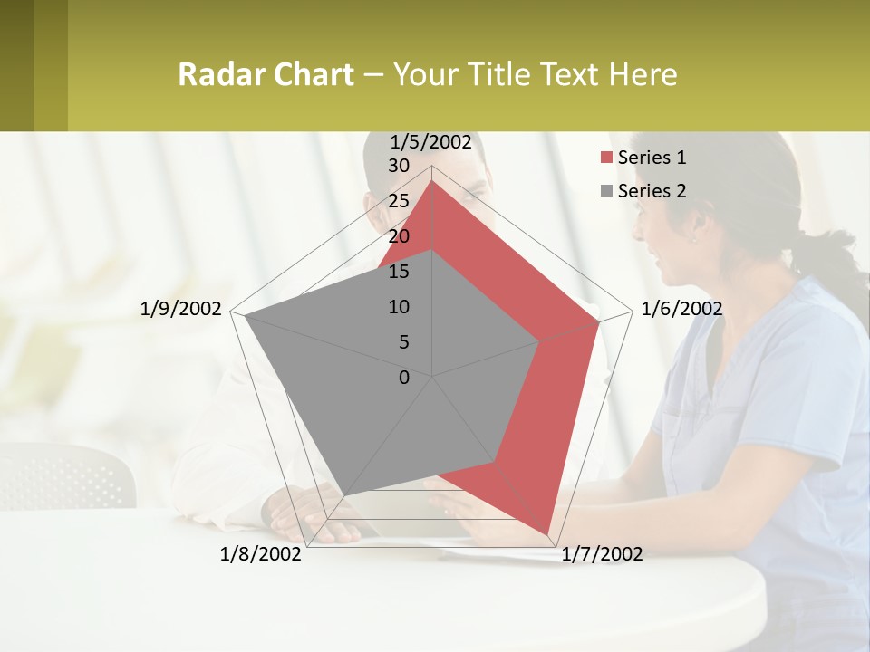 A Man And A Woman Sitting At A Table With A Tablet PowerPoint Template