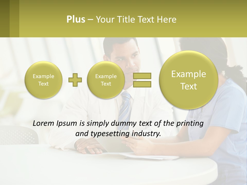 A Man And A Woman Sitting At A Table With A Tablet PowerPoint Template