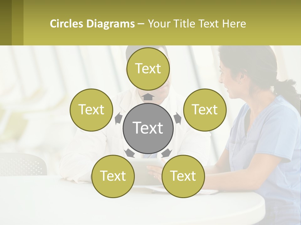 A Man And A Woman Sitting At A Table With A Tablet PowerPoint Template