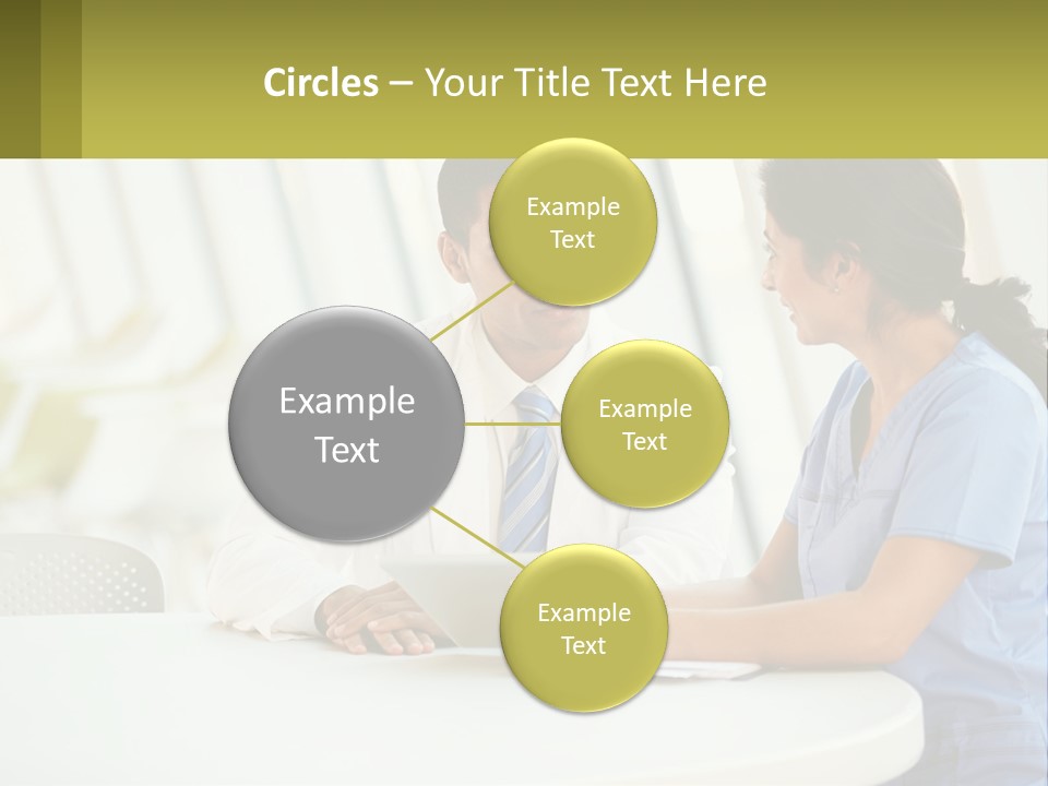 A Man And A Woman Sitting At A Table With A Tablet PowerPoint Template