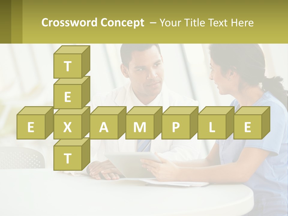 A Man And A Woman Sitting At A Table With A Tablet PowerPoint Template