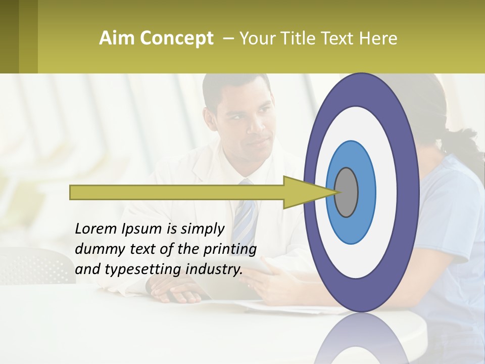 A Man And A Woman Sitting At A Table With A Tablet PowerPoint Template