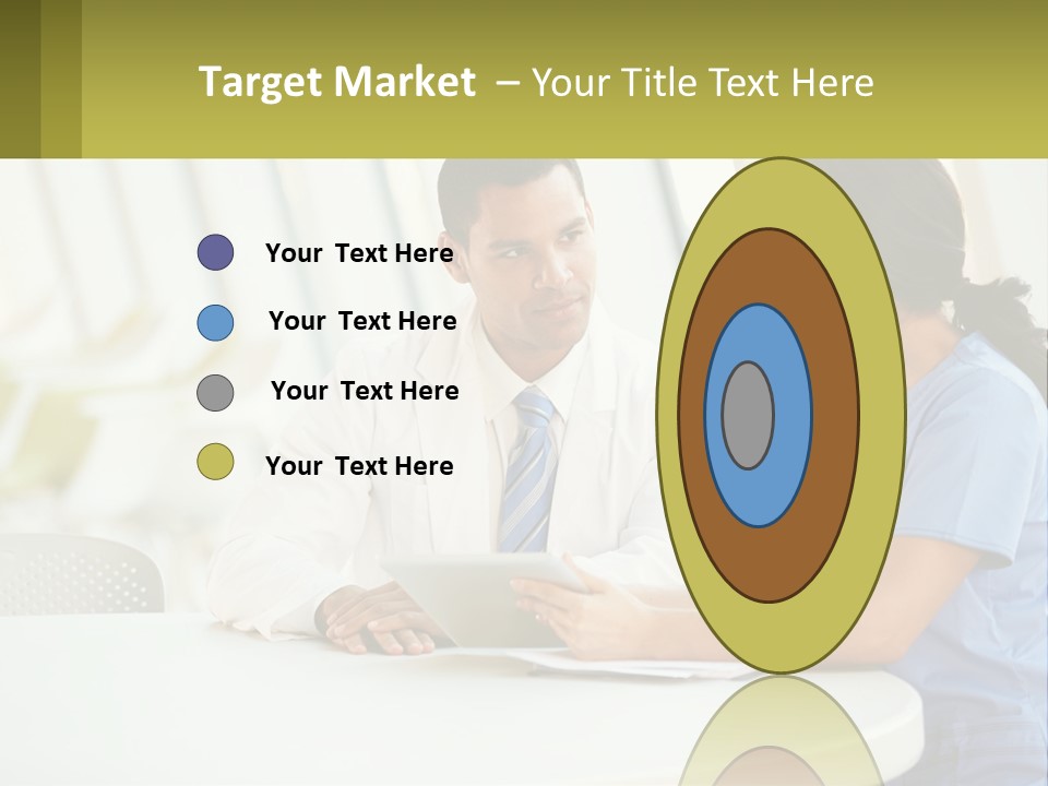 A Man And A Woman Sitting At A Table With A Tablet PowerPoint Template